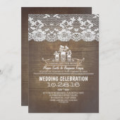 Rustieke land metselaar potten hout kant bruiloft kaart (Voorkant / Achterkant)