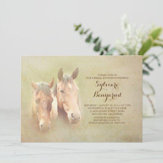 rustieke land paardenpaar vrijgezellenfeest uit te kaart (Staand voorkant)