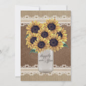 Rustieke Land Schuur Bruiloft Zonnebloem Mason Kaa Kaart (Achterkant)