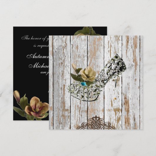 Rustieke land schuur hout Boheemse bruiloft Kaart (Voorkant / Achterkant)