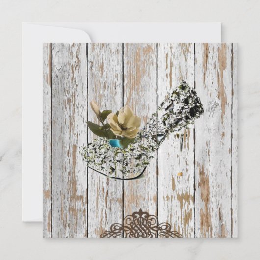 Rustieke land schuur hout Boheemse bruiloft Kaart (Voorkant)