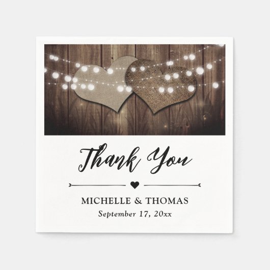 Rustieke Land Schuur Houten Burlap String Lights Servet (Voorkant)