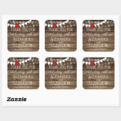 rustieke land string van lichten bruiloft gunst vierkante sticker (Vel)