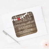 rustieke land string van lichten bruiloft gunst vierkante sticker (Envelop)