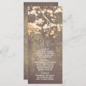 rustieke land string verlichting bruiloft menu kaa (Voorkant / Achterkant)