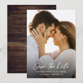 Rustieke Land Trouwfoto Sla de datum Kaart (Voorkant / Achterkant)