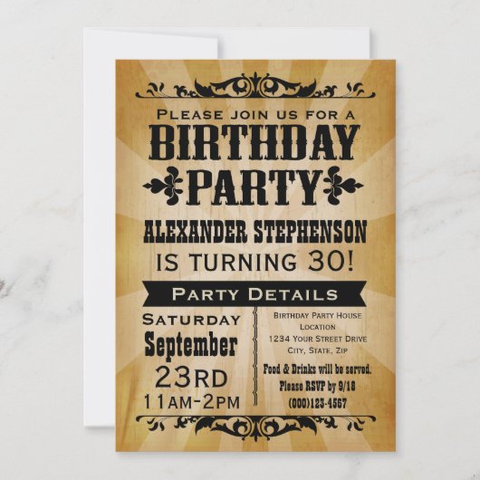 Rustieke  land verjaardagsfeestuitnodiging kaart (Voorkant)