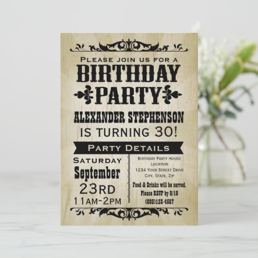 Rustieke  land verjaardagsfeestuitnodiging kaart (Staand voorkant)