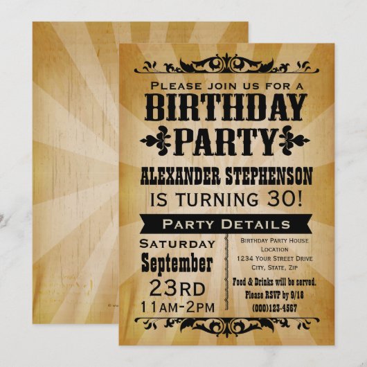 Rustieke  land verjaardagsfeestuitnodiging kaart (Voorkant / Achterkant)