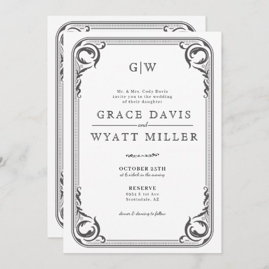 Rustieke land Westerne bruiloft met details Kaart (Voorkant / Achterkant)