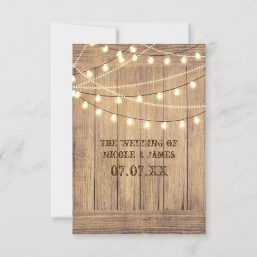 Rustieke Land Westerne Hout & Lights RSVP-kaart RSVP Kaartje (Achterkant)