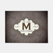 Rustieke Land Westerne Leather Look Monogrammed Deurmat (Voorkant)