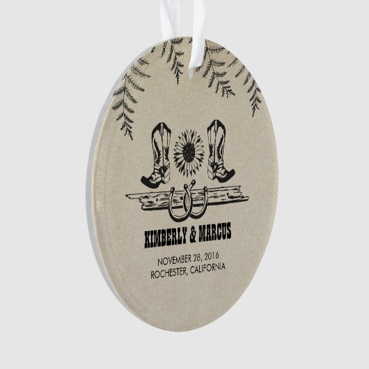 Rustieke land Westerne schuur bruiloft Ornament (voorkant)