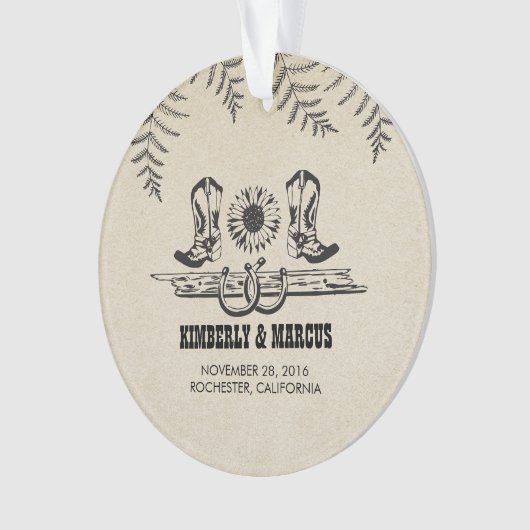 Rustieke land Westerne schuur bruiloft Ornament (voorkant)