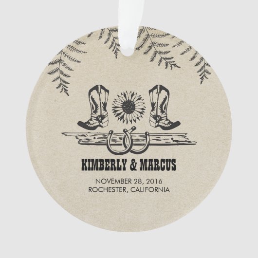 Rustieke land Westerne schuur bruiloft Ornament (voorkant)