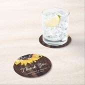 Rustieke Land Zonnebloem Hout Wedding Ronde Kartonnen Onderzetter (Insitu)