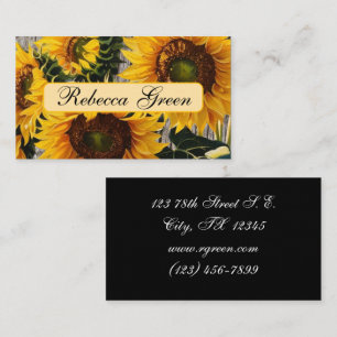 Rustieke Land Zonnebloemen op Barnboard Print Visitekaartje