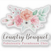 Rustieke Landboerderij Floral Roos Boutique Logo Sticker (Voorkant)