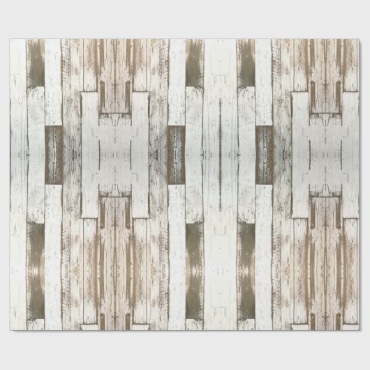 Rustieke landboerderij schuur grijs wit houtnerf cadeaupapier (Vlak)