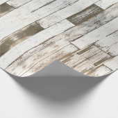 Rustieke landboerderij schuur grijs wit houtnerf cadeaupapier (Hoek)