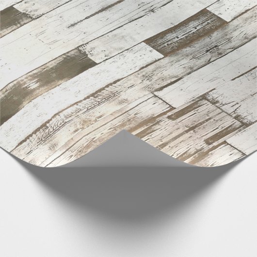 Rustieke landboerderij schuur grijs wit houtnerf cadeaupapier (Hoek)