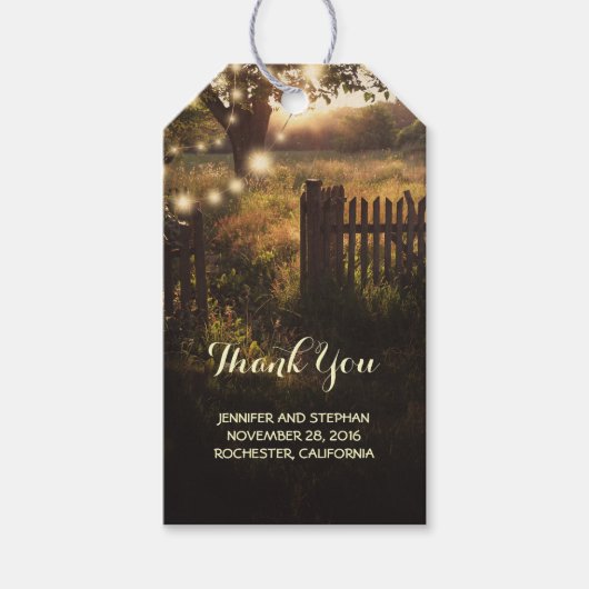 Rustieke landboom en verlichting cadeaulabel (Voorkant)