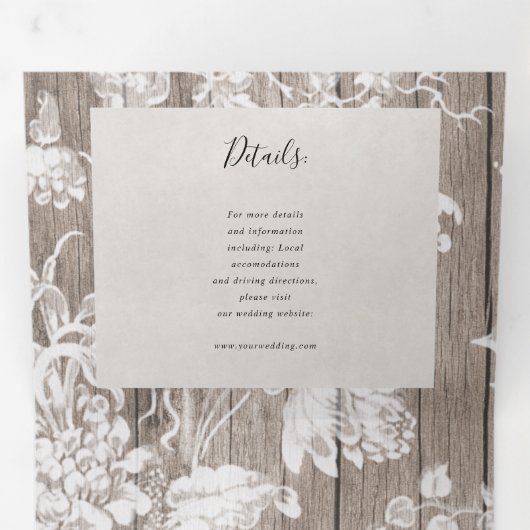 Rustieke landelijke bloemen drievoudig allemaal in drieluik uitnodiging (Binnenzijde eerst)