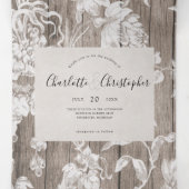 Rustieke landelijke bloemen drievoudig allemaal in drieluik uitnodiging (Binnenkant midden)