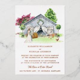 Rustieke Landelijke Boerderij | Elegante Schuur Br Folie Uitnodiging