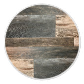 Rustieke Landelijke Boerderij Grijs Bruin Schuur H Keramische Knop (Voorkant)