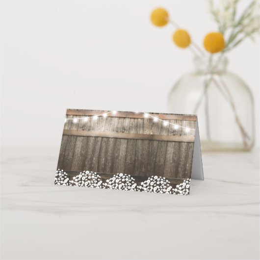 Rustieke landelijke bruiloft | String van lichten  Plaatskaartje (Achterkant)