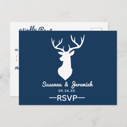 Rustieke landelijke herten berg bruiloft RSVP Uitnodiging Briefkaart (Voorkant / Achterkant)