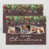Rustieke landelijke Kerstvakantie Multi Foto Feestdagenkaart (Voorkant / Achterkant)