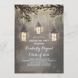 Rustieke landelijke lantaarns tuin afstudeerfeest kaart