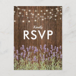 Rustieke Landelijke Lavendel Lichtjes Trouw RSVP Uitnodiging Briefkaart