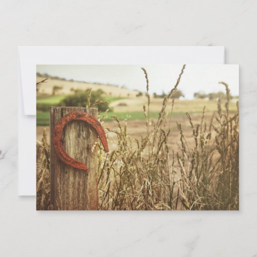 Rustieke landelijke omheining en hoefijzer Save th Kaart (Achterkant)
