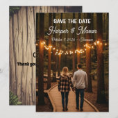 Rustieke landelijke pad Save the Date fotokaart (Voorkant / Achterkant)
