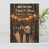 Rustieke landelijke pad Save the Date fotokaart (Staand voorkant)