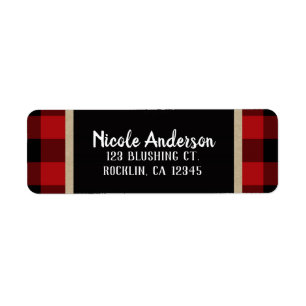 Rustieke Landelijke Rood Zwarte Buffalo Plaid Mode Etiket