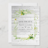 Rustieke landelijke schuur groen trouwfoto save the date (Voorkant)