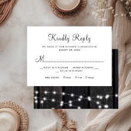 Rustieke landelijke schuur houten bruiloft RSVP kaartje