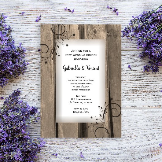 Rustieke landelijke schuur houten post-huwelijksbr kaart