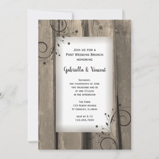 Rustieke landelijke schuur houten post-huwelijksbr kaart (Voorkant)