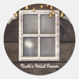Rustieke landelijke schuur raam lichten & kant fav ronde sticker