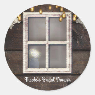 Rustieke landelijke schuur raam lichten & kant fav ronde sticker