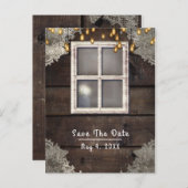 Rustieke landelijke schuur raam lichten save the d aankondigingskaart (Voorkant / Achterkant)