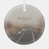 Rustieke landelijke spoorbaan gepersonaliseerde fo glas ornament (Voorkant)