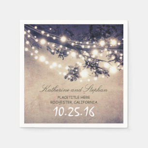 rustieke landelijke string lichten blauwe papieren servet