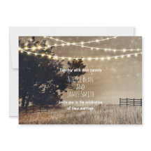 Rustieke landelijke veld- en licht huwelijksuitnod