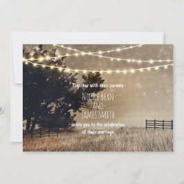 Rustieke landelijke veld- en licht huwelijksuitnod kaart